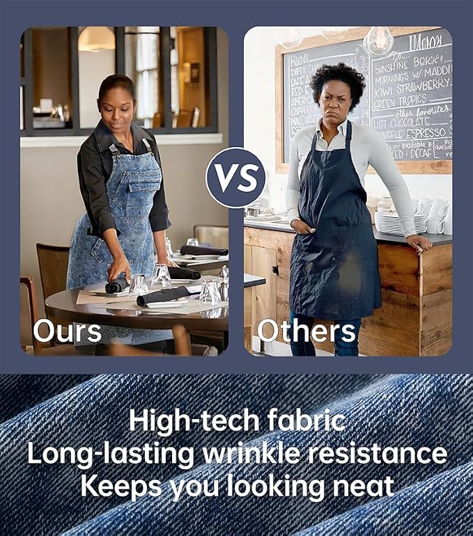 Denim Apron with Pockets for Hair Stylist Gardening Craftsmen Barista Women - Image 6