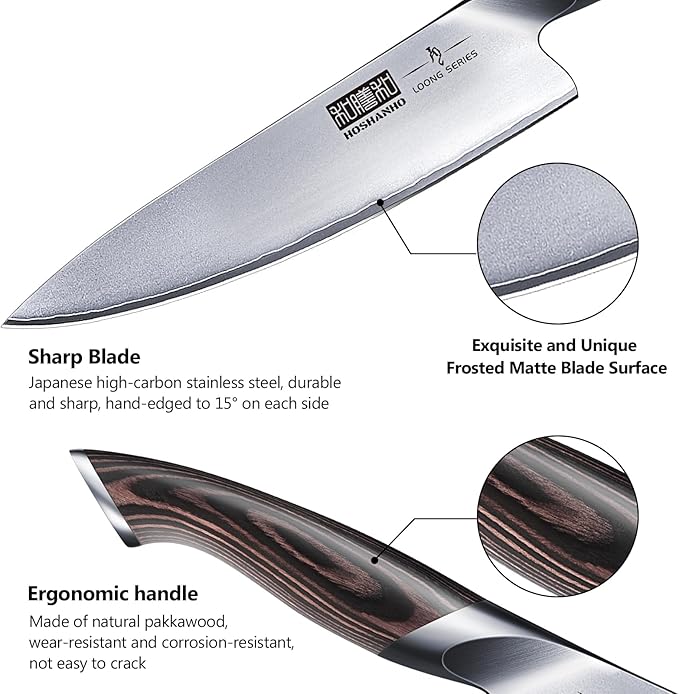 HOSHANHO 3 Pieces Knife Set, Professional Japanese High Carbon Stainless Steel - Image 3