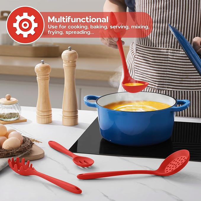 Onader Silicone Cooking Utensils Set, Heat Resistant Kitchen Tool Kit, Nonstick - Image 7