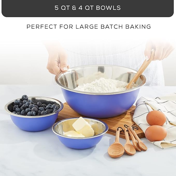 JoyJolt Stainless Steel Mixing Bowl Set of 6-5qt to 0.5qt Nesting Bowls - Image 7