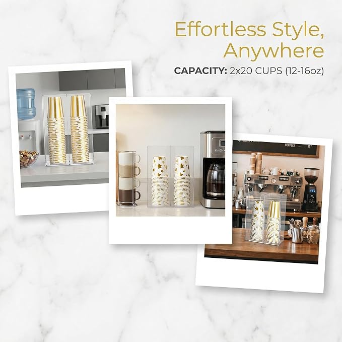 Acrylic Coffee Cup and Lid Storage Organizer Holder, 2 Compartments Disposable - Image 5