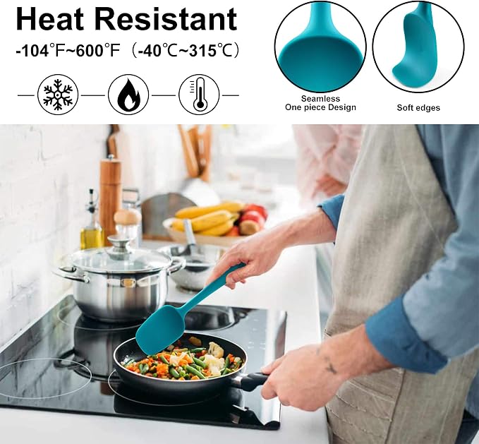 HOTEC BPA Free Heat Resistant Silicone Spatula Set Kitchen Utensils - Image 4