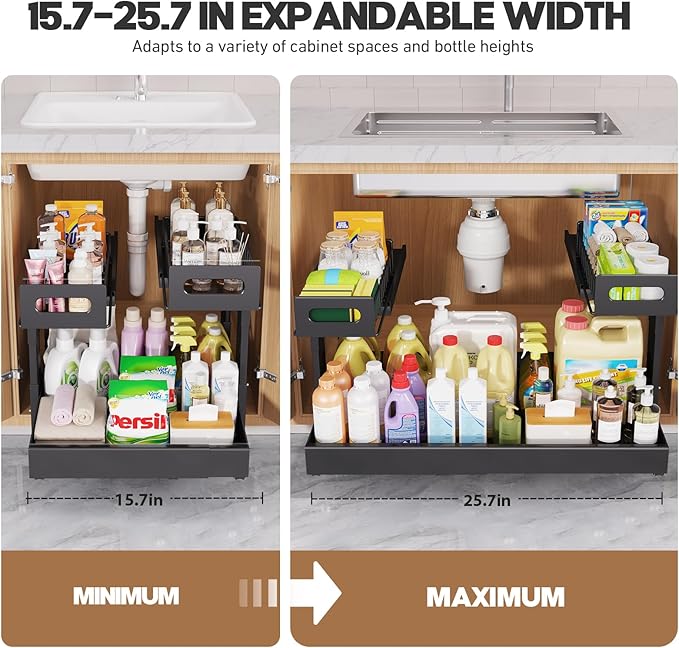 1 Pack-16"-26"W Expandable Under Sink Organizer - Image 7
