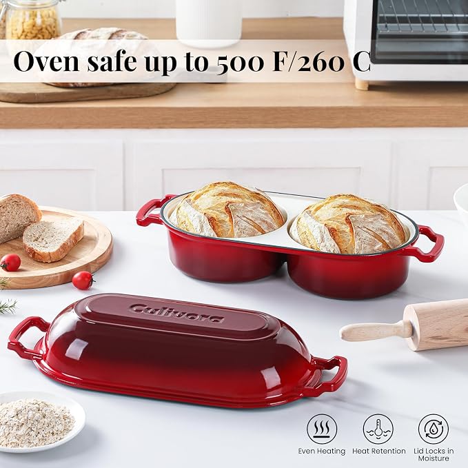 Cast Iron Bread Pan with Lid, Mini Enamel Sourdough Baking Dutch Oven Pot - Image 4