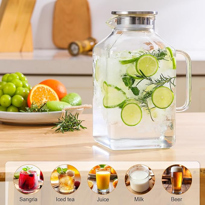 1 Gallon Square Glass Pitcher - Image 6