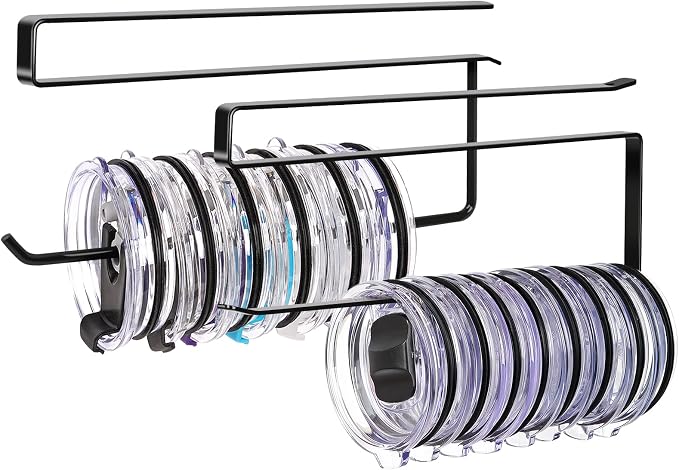2 Pack Tumbler Lid Organizer, Horizontal Tumbler Lid Storage Hook Up to 20 Lids by JOLENSOY