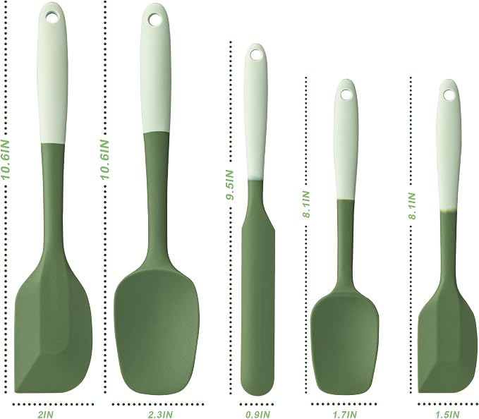 Silicone Spatula Set, 5 Piece Food Grade Rubber Spatulas - Image 2