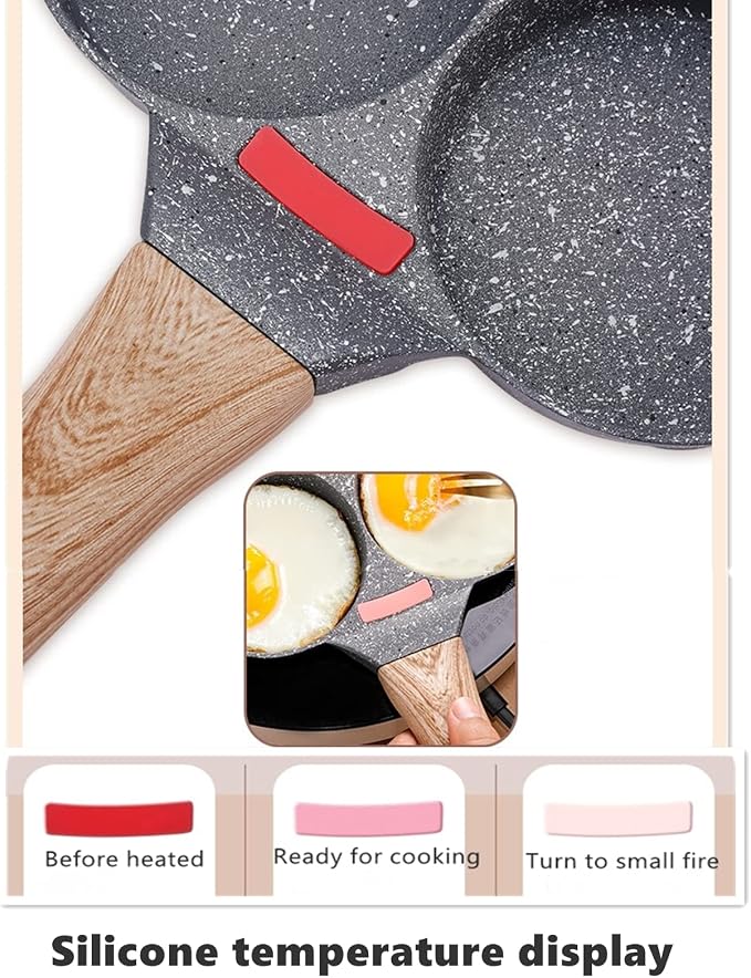 HUPECHAM 4-Cup Egg Pan Nonstick, and Granite Egg Frying Pan, Versatile - Image 3