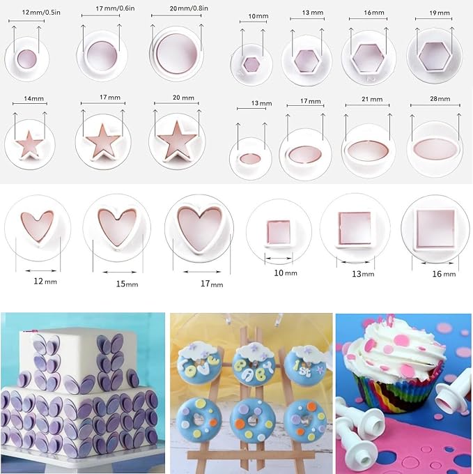 20 Pcs Cookie Cutters, Fondant Cake Cookie Plunger Cutter, Mini Plastic Biscuit - Image 2
