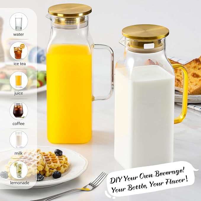 2 Pack 2 Liters/68 oz Square Glass Pitcher - Image 3