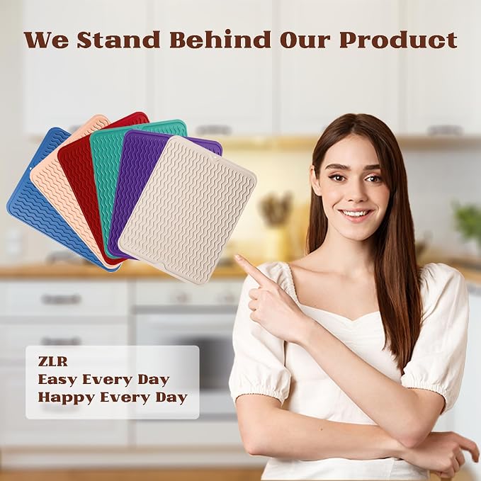 ZLR Silicone Dish Drying Mat & Heat Resistant Trivet - Image 7