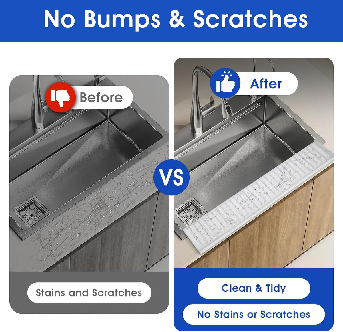 Snuggery 20"x4" Silicone Sink Edge Protector&Splash Guard with Suction