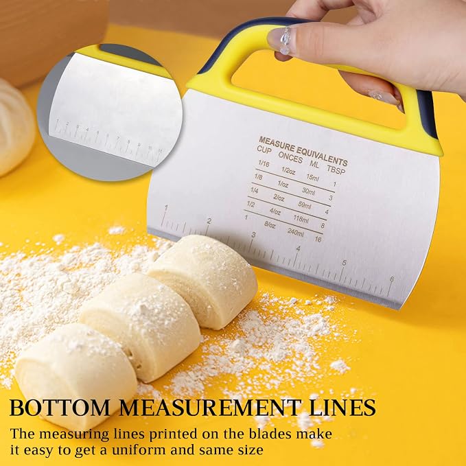 YGDZ Dough Scraper Chopper 2 Pcs, Stainless Steel Dough Cutter - Image 4