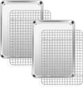 TeamFar Baking Pan with Rack Set, Stainless Steel Cookies Sheet Baking Tray Pan by TeamFar