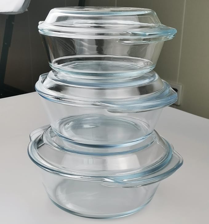 Casserole Baking Dish with 2 pcs, 1.5 QT large, Round with Handle and Lid - Image 6