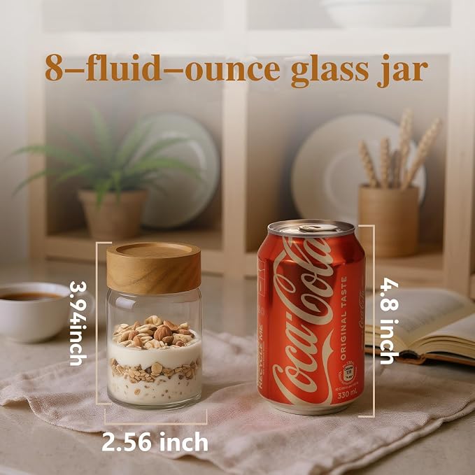 6-Pack 8 fl oz Stackable Airtight Glass Jars – Small Mason Jars designed - Image 2