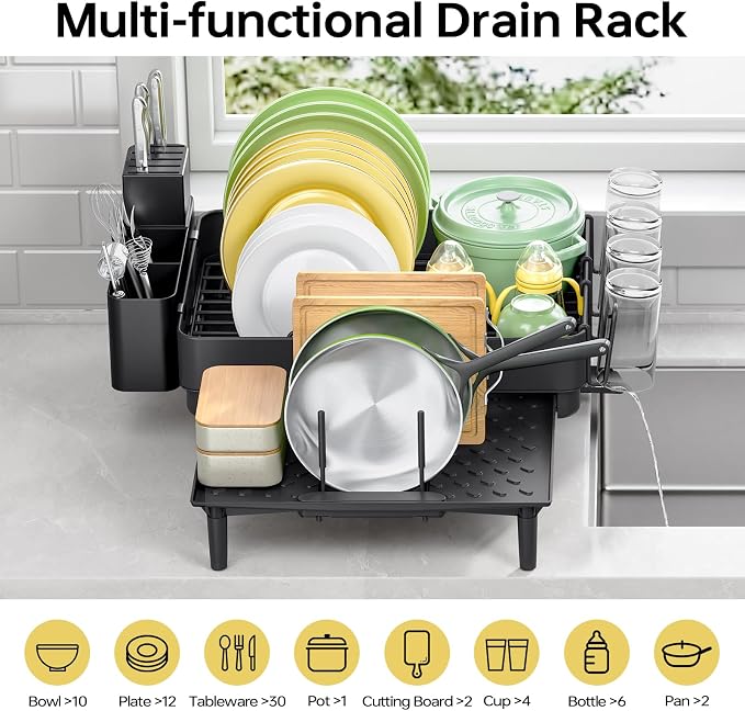 Urackify Dish Drying Rack for Kitchen Counter, 304 Stainless Steel Dish Rack - Image 7