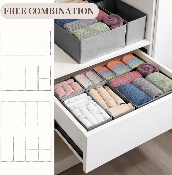 Drawer Organizer Clothes, 16 Pack Dresser Organizer Bins, Foldable Closet - Image 4