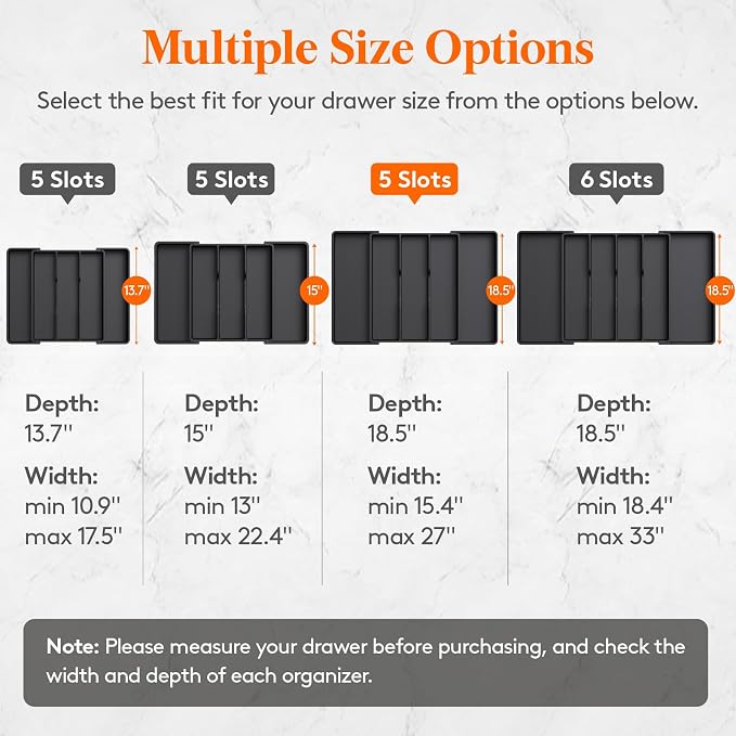 Lifewit Utensil Organizer for Kitchen Drawers, Expandable Cooking Utensil Tray - Image 2