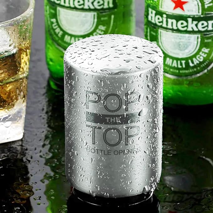2PCS Beer Bottle Opener with Magnetic Cap, Automatic Stainless Steel One-Handed - Image 8