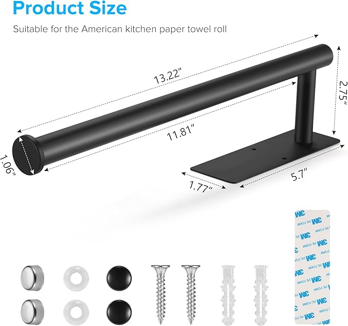 2nd Gen Paper Towel Holder Under Cabinet No Drilling, Self Adhesive or Drilling - Image 8
