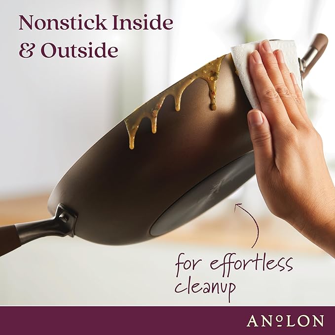 Anolon Advanced Home Hard Anodized Nonstick Wok/Stir Fry Pan 12 Inch - Image 3