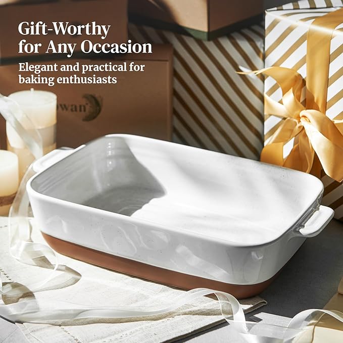 DOWAN Ceramic Casserole Dish for Oven, 9x13 Deep Lasagna Pan, Large Baking Dish - Image 5