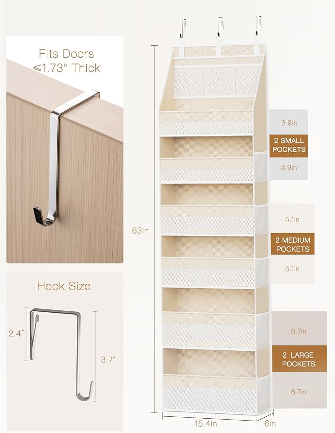 Criusia 2 Pack Over the Door Organizer, 6-Shelf Closet Hanging Storage - Image 2