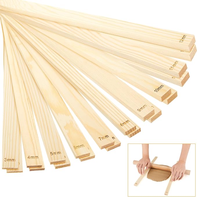 Sasylvia 20 Pcs Pottery Rolling Pin Guides Wood Teaching Rolling Mud Stick by Sasylvia