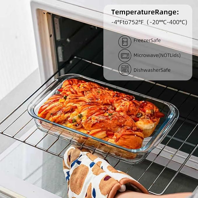 High Borosilicate Glass Baking Tray 3-Piece Set, 2.3 Quarts+1.6 Quarts+1.0 - Image 3