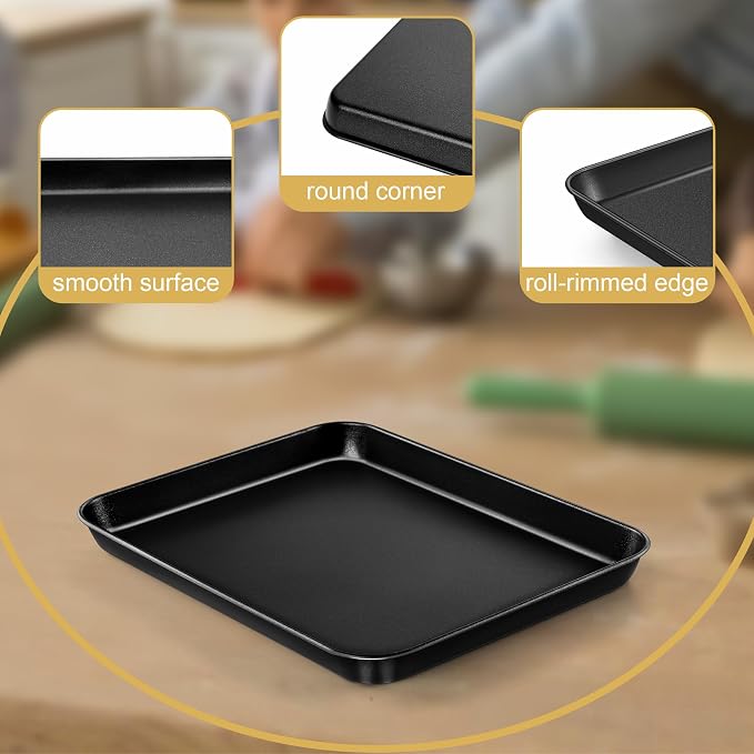 E-far Toaster Oven Tray, 10.5x8x1 Inch Nonstick Baking Cookies Sheet Pan - Image 7