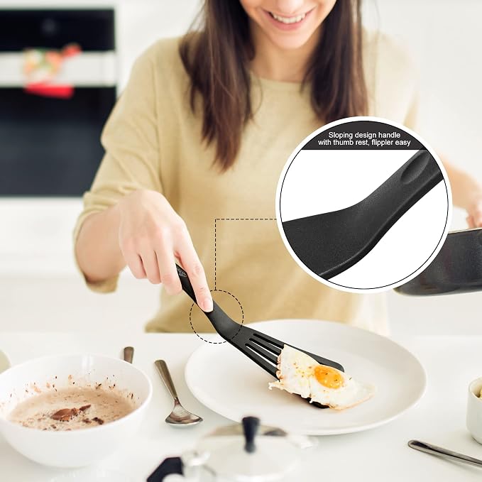 HOTEC 600℉ Heat Resistant Silicone Slotted Fish Turner Spatula Set, BPA Free - Image 5