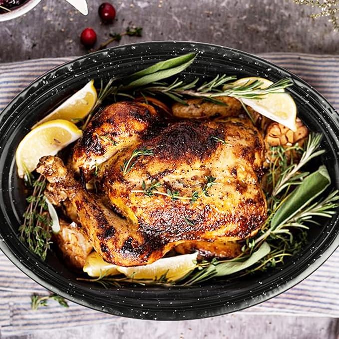 Granite Roasting Pan, Medium 15.7” Enameled Roasting Pan - Image 6
