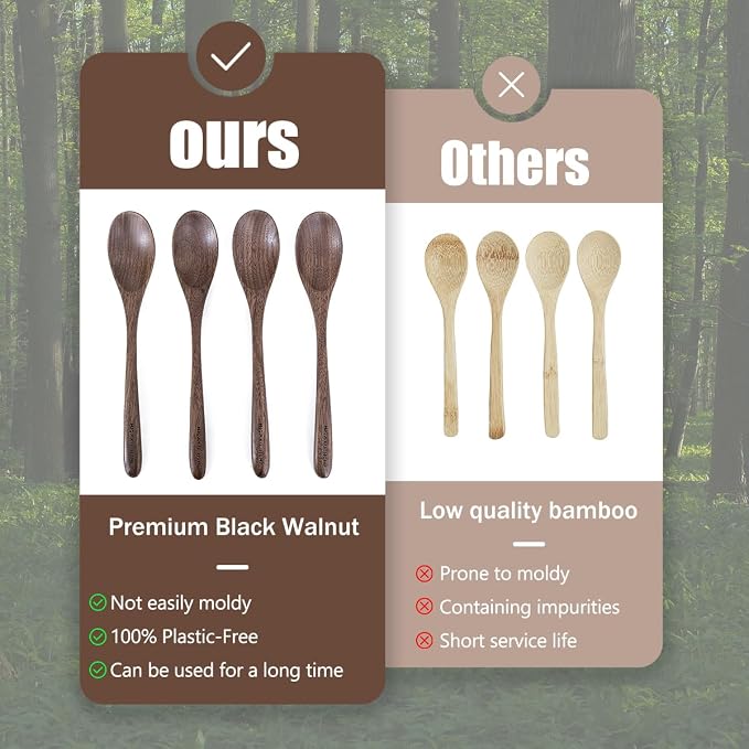 Black Walnut Wood Coffee Spoons, Long Spoon - Image 4