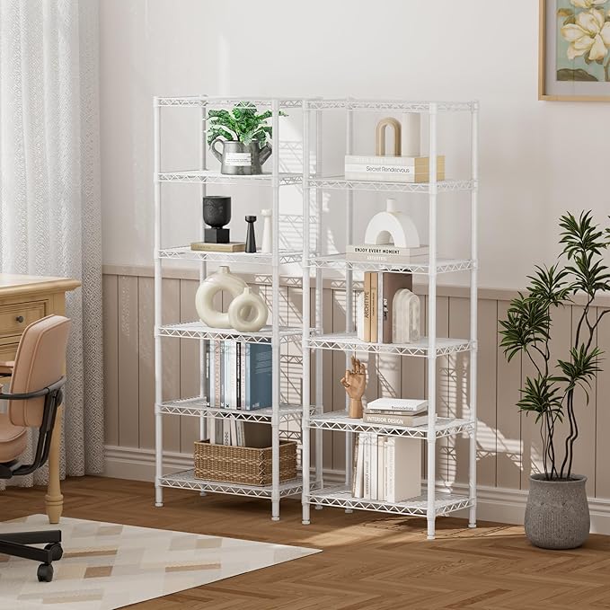 SINGAYE 6 Tier Shelf Adjustable Storage Wire Shelving Unit Metal Shelves - Image 2
