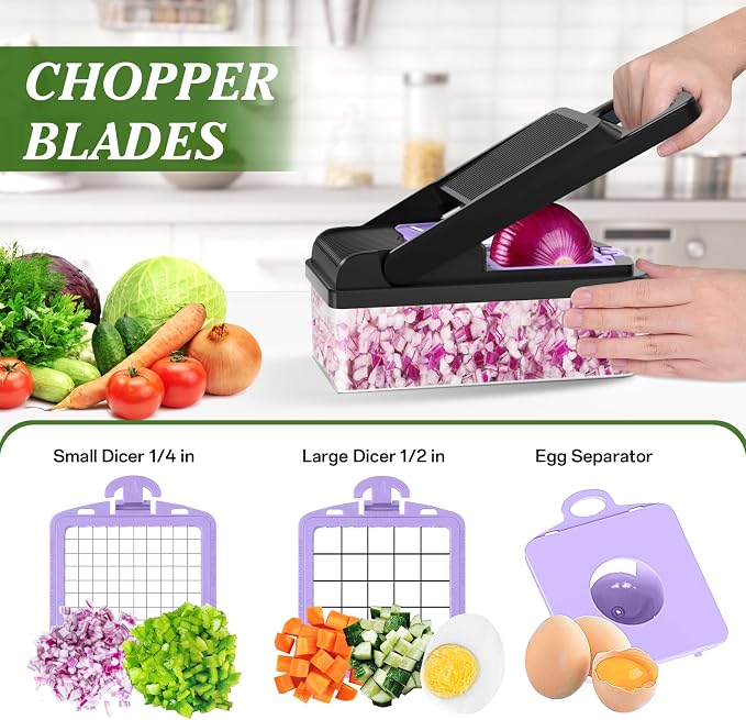 HomeHacks Vegetable Chopper Vegetable Cutter, 12 in 1 Kitchen Gadget, Onion - Image 2