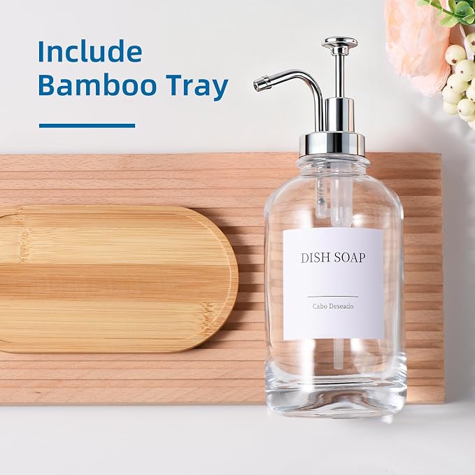 Glass Soap Dispenser with Pump, Dish and Hand Soap Dispenser - Image 6