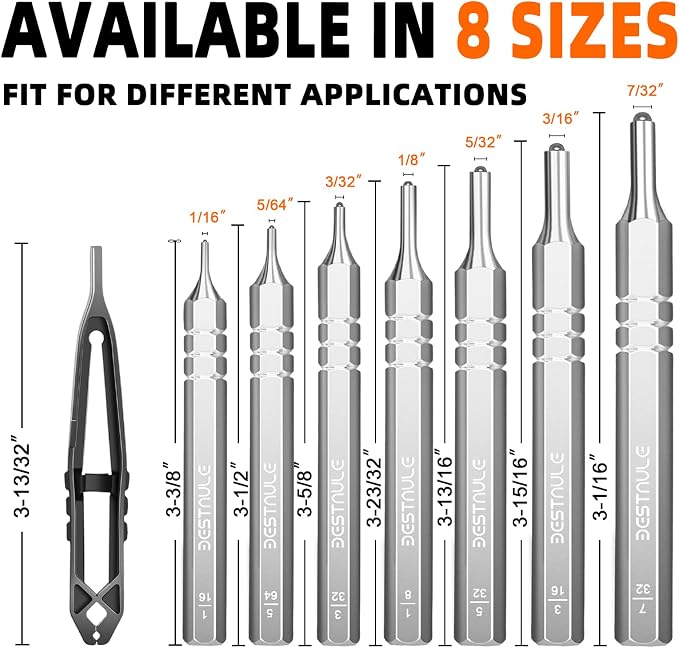 BESTNULE 8 Piece Roll Pin Punch Set, Pin Punch Set, Punch Tools - Image 2