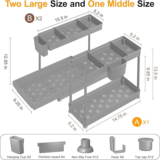 Sevenblue 3 Pack Multi-Purpose Under Sink Organizers and Storage, 2026 L-Shaped - Image 6