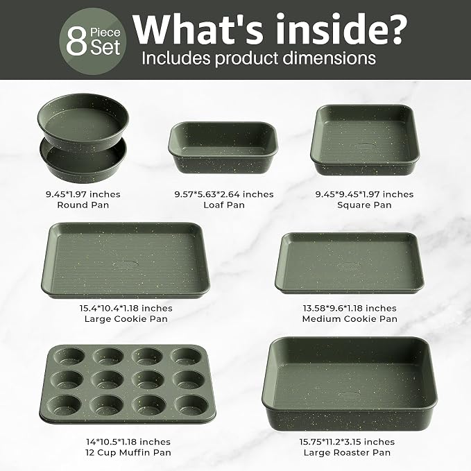 8-Piece Nonstick Bakeware Set, Stackable Oven Pan Set Includes Baking Sheet - Image 3
