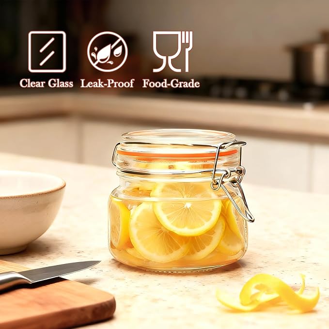 16 oz Glass Jars With Airtight Lids And Leak Proof Rubber Gasket, Wide Mouth - Image 7
