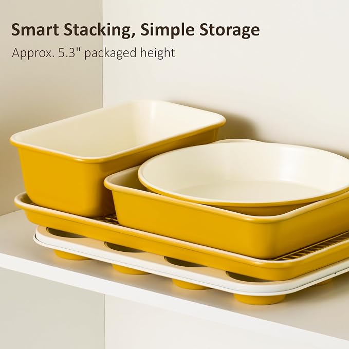 CAROTE 6-Piece Ceramic Baking Pans Set, Aluminized Steel Bakeware Sets - Image 6