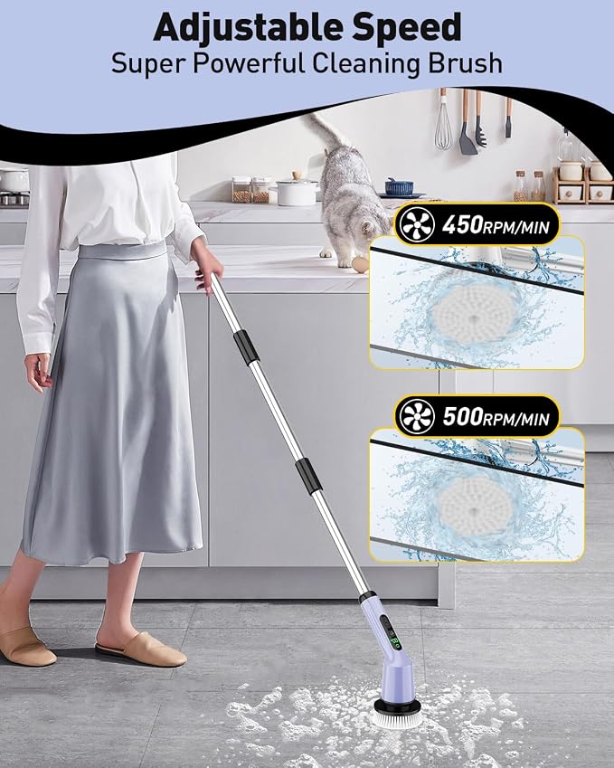 Electric Spin Scrubber for Cleaning Bathroom, Shower Scrubber Rotary Floor - Image 3