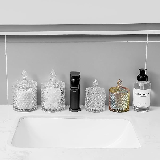rejomiik Qtip Holder Glass Apothecary Jars - Image 5