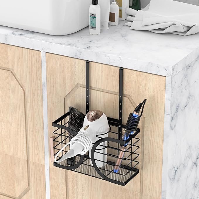 Hair Dryer Holder 3in1 Hair Tool Organizer/Wall Mounted, Cabinet Door or - Image 6