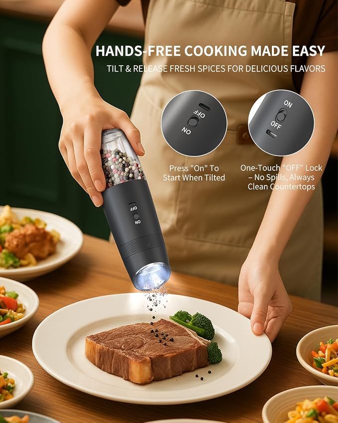 CIRCLE JOY Gravity Electric Salt and Pepper Grinder Set Rechargeable Automatic - Image 5