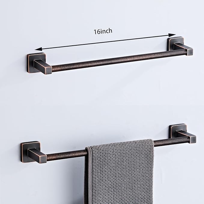 Bathroom Hardware Set 4 Pieces, Oil Rubbed Bronze Towel Bar Set Stainless Steel - Image 2