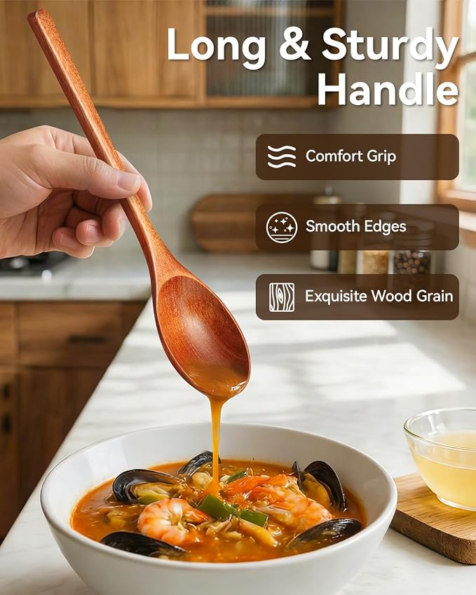 8Pcs Small Wooden Spoons for Eating, Wood Honey Spoon for Tea, Coffee&Soup - Image 5