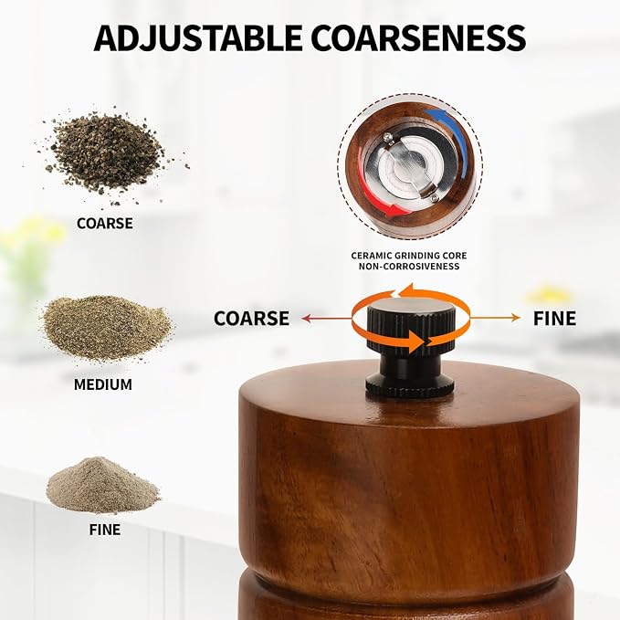 Salt and Pepper Grinder Set, Manual Salt Pepper Mills Grinders - Image 3