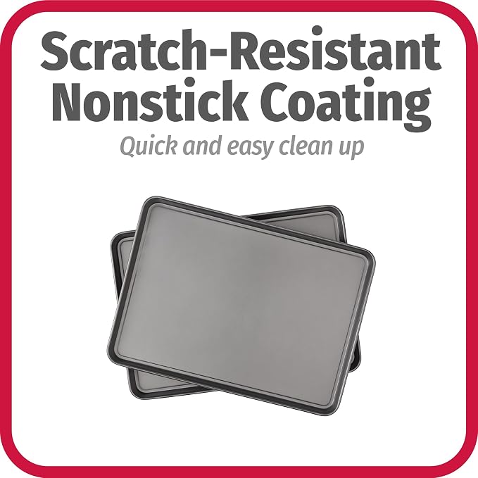 GoodCook Everday Nonstick Carbon Steel 15” x 21” Baking Sheet Set, 2 Pack – - Image 4